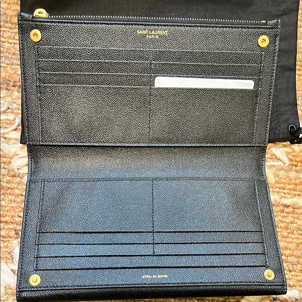 Saint Laurent Black Clutch Wallet with Gold Logo - Picture 4 of 7